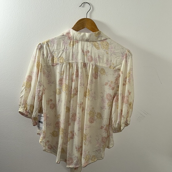 Free People New with Tags Ivory Floral Top - Picture 6 of 8